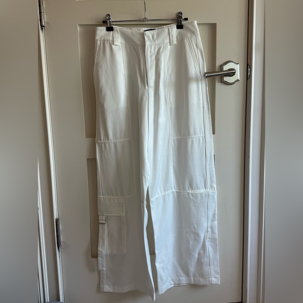 Zara Satin Cargo Pants in White - Picture 2 of 5
